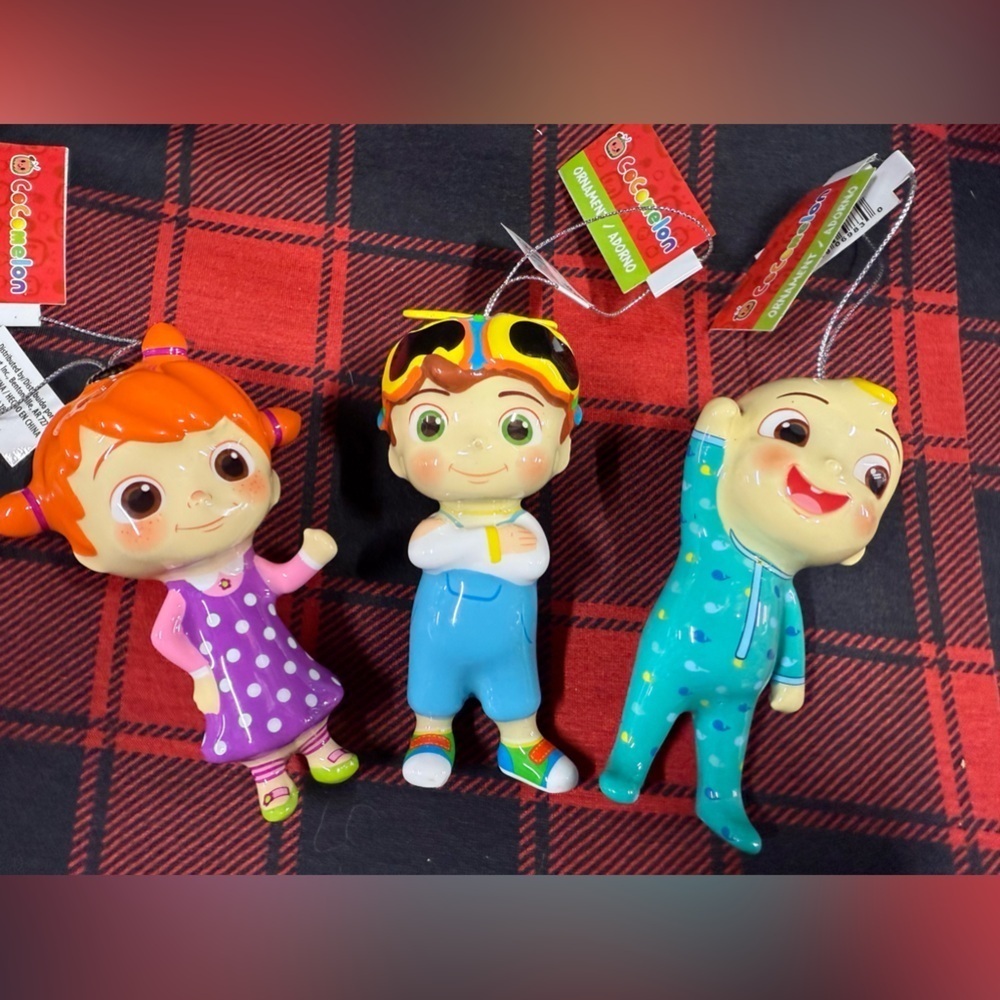 3 Cocomelon Shatterproof Christmas Ornaments JJ, Yoyo and Tomtom BRAND NEW - Picture 1 of 8